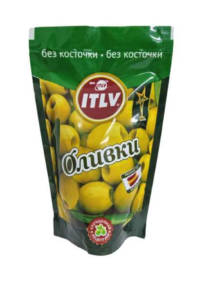 Оливки ITLV зеленые без косточки Doy-pack 195гр