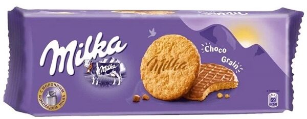 Милка 126г Печенье в молочном шоколаде их ц/з муки с овс хлопьями
