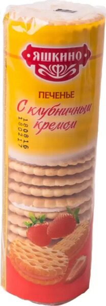 Печенье Яшкино 182г Клубничный Крем