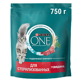 PURINA ONE для Стерилизованных кошек Говядина Пшеница 750г