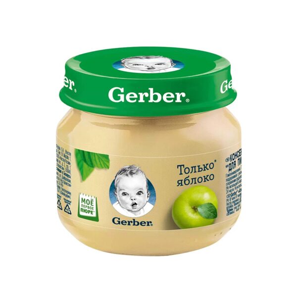Gerber Пюре 80г Яблоко б\с с 4мес