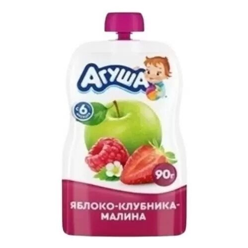 Агуша Пюре 90г Яблоко-Клубника-Малина